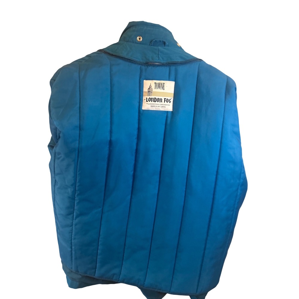 Vintage Towne by London Fog Teal Blue Zip Front Quilted Lined Jacket Mens Medium - Picture 7 of 8